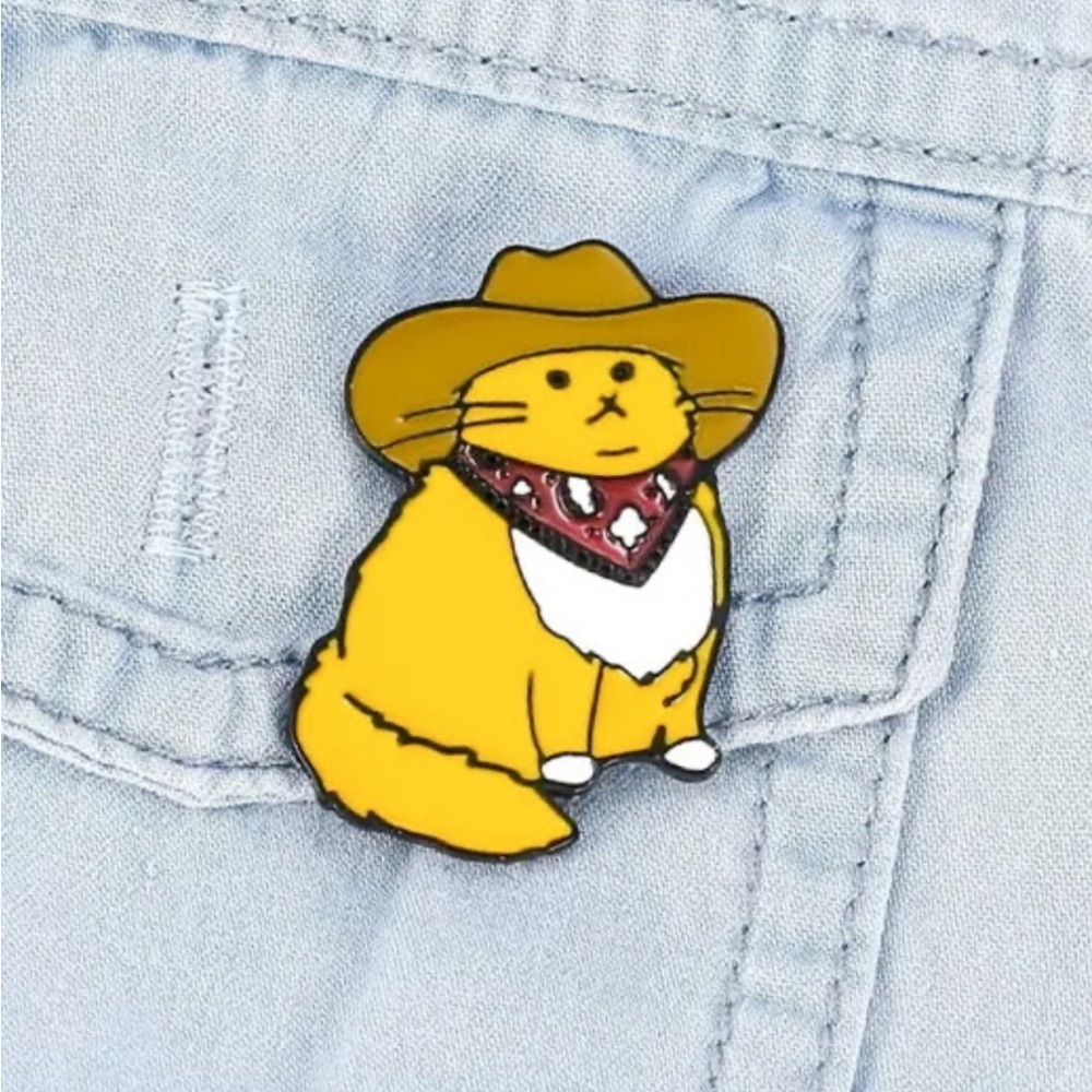 Yeehaw Howdy Purrdner Kitty Pin Brooch